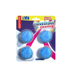 เม็ดยาทำความสะอาดห้องน้ำอัตโนมัติสีฟ้าแบบใช้แล้วทิ้ง4ชิ้นพร้อมฟองล้าง30วันสีฟ้า - Product Image 1