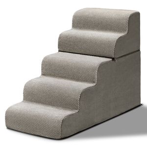 Scala a 5 Gradini per Cani per Letti Alti, Rampa Antiscivolo con Copertura Rimovibile in Plastica e Schiuma per Cani e Gatti di Piccola Taglia, Uso Interno ed Esterno - Product Image 6