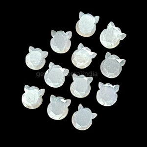Pierre de lune grise naturelle facettée en forme de chat 12mm, sculptée à la main, pierre précieuse en vrac pour la fabrication de bijoux, vente en gros - Product Image 3