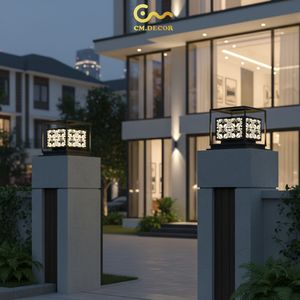 Lámpara LED de 300 lm para pilares de puerta, Vietnam CM Decor, para exteriores/paredes/villas/jardines, negra, 1 año de garantía, acero/inox, luz constante, CA 220V (± 10%) - Product Image 2