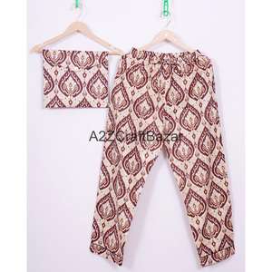 Ensemble de pyjama d'été romantique à motifs floraux imprimés pour demoiselles d'honneur, 100 % coton pur, taille élastique, col doux en tricot - Product Image 4