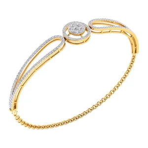 EtherStar Jewels 1.44 CTW Lab Grown Brilliant Cut E Color Diamond Chain Bracelet 18K <b>Solid</b> <b>Gold</b> Split Halo Cluster Women's IGI - Product Image 6