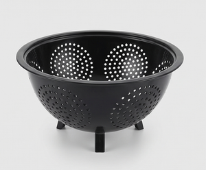 Premium Black Metal Colander <b>Strainer</b> With Perforated Design And Three Legs Stylish Kitchenware Essentials - Product Image 1