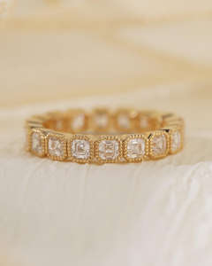 Anillo de Compromiso/Boda de Diamantes Amarillos en Oro de 14K, Estilo Vintage para Mujer, Corte Asscher, Diamante Cultivado en Laboratorio, Clásico, Certificado IGI - Product Image 1