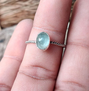 Handcrafted Brass Twisted Wire <b>Ring</b> Green Aquamarine Prasiolite Oval Gemstone Boho Vintage <b>Statement</b> <b>Ring</b> Jewelry - Product Image 4