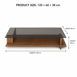 Modern Rectangular <b>Smoke</b> <b>Glass</b> <b>Coffee</b> <b>Table</b> Walnut Wooden Shelf Luxury Living Room Center Tea <b>Table</b> Hotel Furniture Manufacturer - Product Image 2