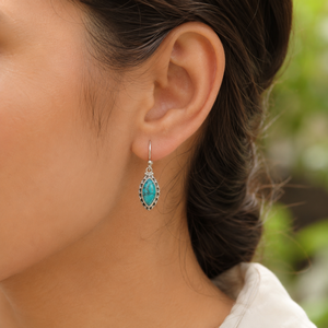 Natural Blue Turquoise Marquise Drop <b>Earrings</b> 925 Sterling Silver Rose Gold Yellow Gold Plated Handmade Boho Jewelry Gift Women - Product Image 4