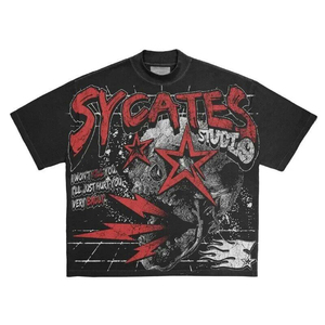 T-shirt graphique en coton 100% de haute qualité, coupe oversize vintage, style streetwear, délavé à l'acide, tissé, imprimé DTG, pour homme, nouvelle collection 2026, OEM - Product Image 1