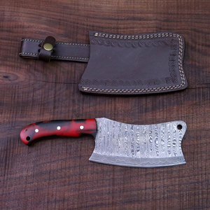 Cuchillo de Carnicero de Acero de Damasco Hecho a Mano con Mango de Resina y Funda de Cuero, Venta al por Mayor OEM ODM - Product Image 6