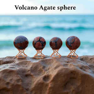 2025 dernière meilleure qualité ombre sculptée pierre précieuse naturelle volcan Agate sphère racine Chakra à la main haute poli mise à la terre Reiki - Product Image 2