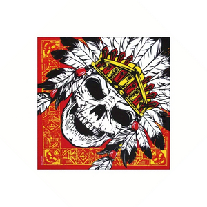 Foulard carré en coton, motif tête de mort et plumes, impression numérique, léger, respirant, bandana multifonctionnel pour femme, printemps - Product Image 3