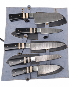 Juego de Cuchillos de Chef Burraq, Hechos a Mano y Forjados en Acero de Damasco, 5 Piezas, Estilo Japonés, Mango de Hueso Ambidiestro, Grosor de 3.0 mm - Product Image 3