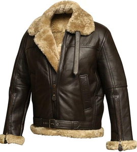 Veste de moto unisexe en cuir de vache véritable marron, col rabattable, fermeture éclair, coupe-vent - Product Image 1