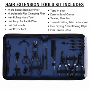Kit d'outils professionnels pour extensions capillaires avec pinces de pose et de retrait de micro-anneaux, outil de sertissage pour extensions adhésives, ciseaux de coupe et peigne - Product Image 6