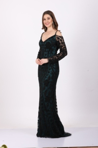 Elegant Black & Teal Off-Shoulder <b>Sequin</b> Maxi Gown Women's Black & Teal V-Neck Cold-Shoulder <b>Sequin</b> Evening Gown with Long - Product Image 6