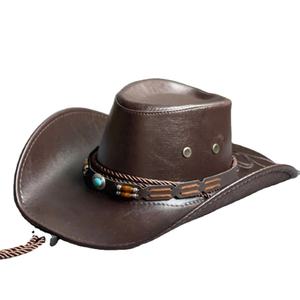 Sombreros de vaquero occidentales de piel sintética ajustables para mujeres y hombres, sombreros de vestir de caballero Vintage, gorra de Jazz de vaquera de Panamá, Sombrero para Hombre - Product Image 3