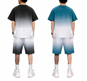 Traje de Manga Corta para Hombre, Algodón, con Logotipo Personalizado, Venta al Por Mayor de Fábrica, Conjunto de Camiseta de Manga Corta - Product Image 4