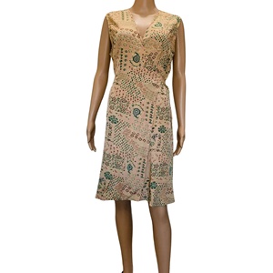 Robe Kimono Coréenne Taille Unique, Géométrique Y2K, Bohème Naturel, en Soie Tissée Indienne, Coupe Droite Ajustée, Longueur Genou, Douceur Estivale - Product Image 1