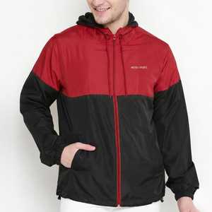 Chaqueta cortavientos con capucha para hombre, diseño de bloques de color, ligera, impermeable, con cremallera, informal, para correr al aire libre, deportiva, estilo urbano. - Product Image 1