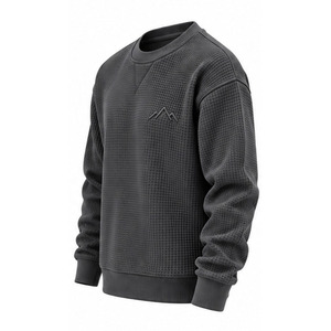 Sweat-shirt unisexe à manches longues en tricot gaufré, fournisseur de vêtements personnalisés - Product Image 3