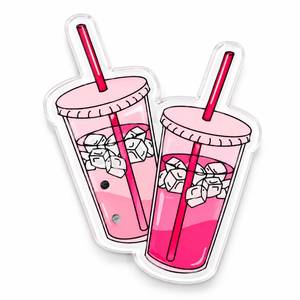 Posavasos de Acrílico Personalizado con Forma de Taza de Té Helado, Sostenible, con Logotipo Personalizado, para Pestañas, Bonito y con Forma de Bebida, Color Rosa - Product Image 1