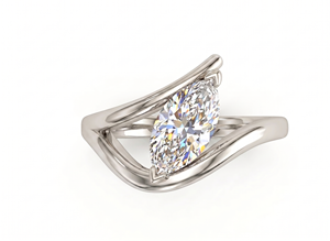 Anillo de compromiso con diamante talla marquesa para mujer, diamantes cultivados en laboratorio - Product Image 1