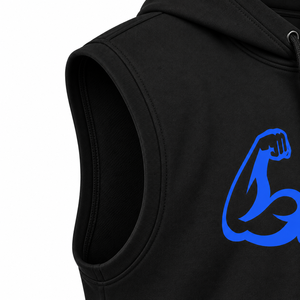 Sweat-shirt à capuche sans manches noir pour homme avec motif graphique Sigma Muscle bleu roi, cordon de serrage à la capuche, poche kangourou avant, idéal pour la gym - Product Image 5