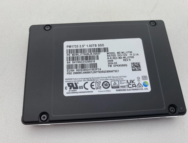 Server SSD for SAMSUNG MZWLJ1T9HBJR-00007 PM1733 1.92TB 2.5" NVME PCIe Enterprise Internal SSD
