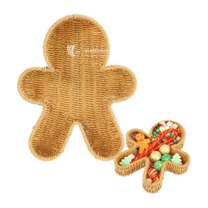 Christmas Gingerbread Man Eco-Friendly Rattan Woven <b>Bread</b> <b>Basket</b> Serving Tray Storage for Party Decor - Product Image 2