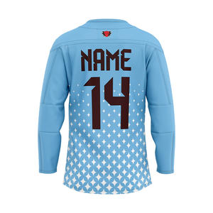 Maillot de hockey personnalisé avec logo sur mesure, vente en gros, haute qualité, impression par transfert thermique, 100% polyester, vêtements de hockey sur glace - Product Image 6