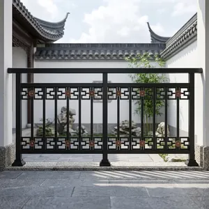 Rampe de balcon en fer de style chinois, fixation murale, résistante à la rouille, finition noire, pour cour. - Product Image 5