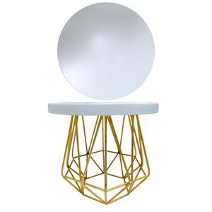 Base para Pastel Geométrica de Aluminio, Redonda, Blanca con Base Dorada, 28 x 20 cm, Pedestal para Exhibición de Postres para Bodas y Fiestas - Product Image 2