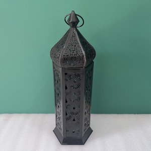 Artisan Design Handmade <b>Moroccan</b> Style Black Iron Candle Lantern <b>Decor</b> 4X4.75X13" for Home Wedding Table <b>Decor</b> - Product Image 5