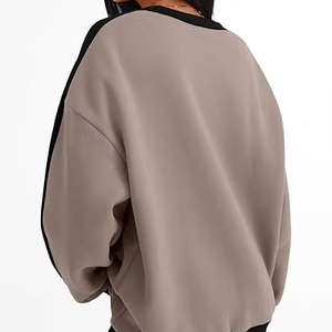 Sweat-shirt oversize pour femme, à épaules tombantes, patchwork, manches longues, col rond, tricoté, décontracté, pour l'automne - Product Image 3