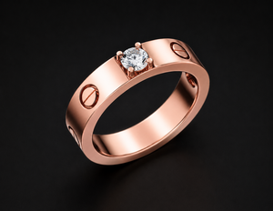 Anillo de Diamantes de Oro Rosa de Lujo para Hombre |   Anillo Solitario Redondo Brillante |   Diamante Natural y Cultivado en Laboratorio |   Exportador de Joyería - Product Image 1