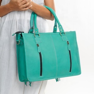 Hand Tooled Leather Turquoise Floral Large Tote Bag For Women Western Embossed Genuine Leather Handbag <b>Concealed</b> Carry Tote Bags - Product Image 4