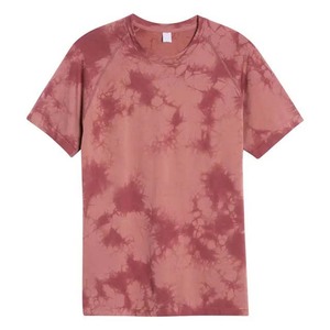 Camiseta Casual de Manga Corta con Cuello Redondo y Estampado Tie-Dye para Hombre, Tejido de Punto, Corte Regular, Color Rojo Granate - Product Image 4