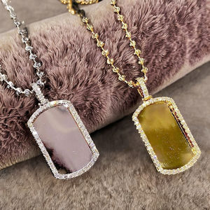 Pendentif cadre photo rectangulaire en or 10K plaqué rhodium avec diamant Moissanite, style Hip Hop glacé, tendance, personnalisé, mode - Product Image 4