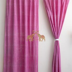 Cortinas Decorativas con Estampado de Rayas, Hechas a Mano en India, de Algodón Puro, Hermosas Cortinas de Algodón - Product Image 3