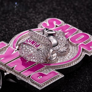 Colgante de cerdo de dibujos animados Pinky Tows, plata 925 con baño de rodio, moissanita, dije temático de hip-hop, unisex, para uso diario - Product Image 4
