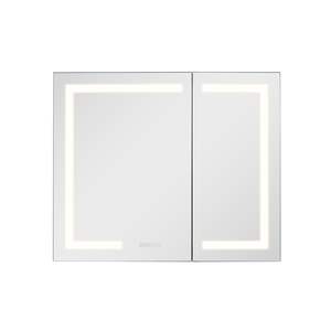 36 X 30 Lighted Medicine Cabinet Dimmable LED HD <b>Mirror</b> Recessed Wall Mount Color Memory Defog Function Adjustable <b>Shelve</b> - Product Image 1