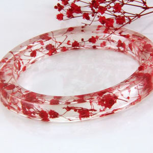 Bracelet rectangulaire en fleurs séchées naturelles, magnifique bijou moderne fait main avec fleurs pressées, bracelet en fleurs séchées de Gypsophile pour - Product Image 1