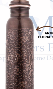 Botella de Agua de Cobre Hecha a Mano, Diseño Negro en Relieve de Arte Moderno, 900 ml, a Prueba de Fugas, Portátil, para Viajes al Aire Libre, Personalizable - Product Image 3