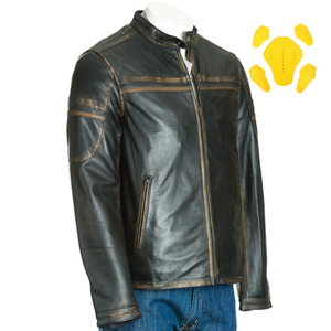 Mens Vintage Leather <b>Biker</b> <b>Jacket</b> Distressed Black Brown Cafe Racer Moto Slim Fit Genuine Leather Wholesale OEM Outerwear - Product Image 2