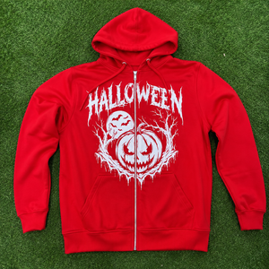 Wholesale Halloween <b>Zip</b> Up Hoodie Custom Printed Full Zipper <b>Hooded</b> Sweatshirt Jacket with Ghost Pumpkin Bat Witch Graphic Logo - Product Image 6