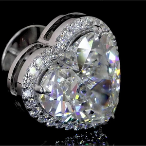 Trendy Design Halo Heart Shape 5 10.00 CT Carat Lab Created Diamond IGI Certified White Gold <b>Stud</b> <b>Earrings</b> for Wedding Party - Product Image 3
