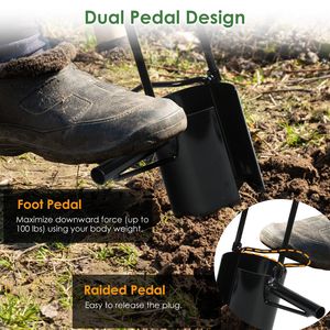 Guanti da Giardinaggio con Manico Lungo e Trapiantatore a 5 Dita con Base Seghettata e Spazzola per Scavare Buche - Product Image 3