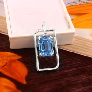 จี้บลูสปิเนล เงินแท้ 925 ประดับพลอยเรเดียนท์ ชุบทอง 14K งานแฮนด์เมด ของขวัญเครื่องประดับสำหรับงานหมั้น - Product Image 6