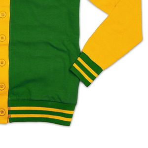 เสื้อสเวตเตอร์ถักสีเขียวและสีทองสำหรับผู้หญิง  ปักโลโก้สั่งทำพิเศษสำหรับชมรมนักเรียน  ดีไซน์แบบคาร์ดิแกน  ตกแต่งด้วยลายปะติด  สำหรับฤดูหนาว - Product Image 6