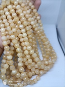 High quality Yellow Calcite 8mm 45 to 48 natural beads string wholesale crystal For <b>healing</b> & energy meditation reiki crystal - Product Image 3